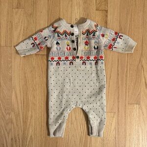 Cozy Knit Patterned Kids One Piece